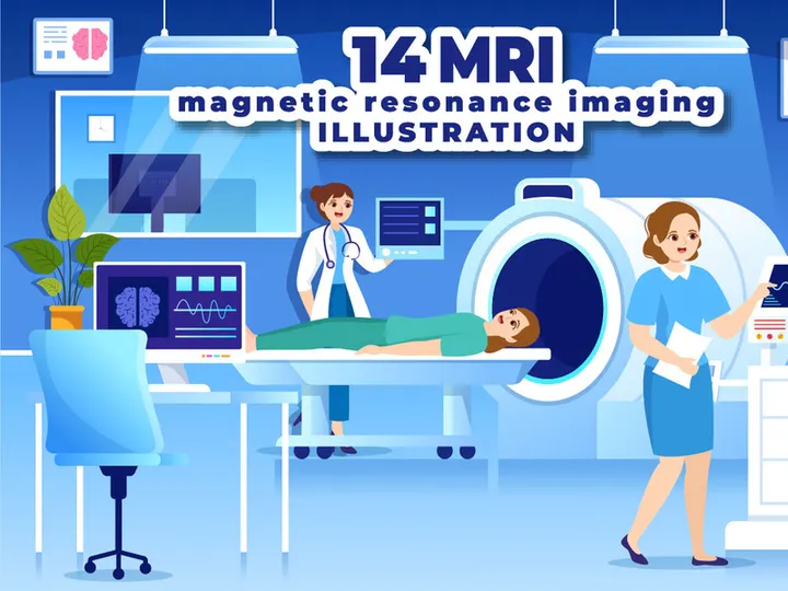 14 MRI or Magnetic Resonance Imaging Illustration