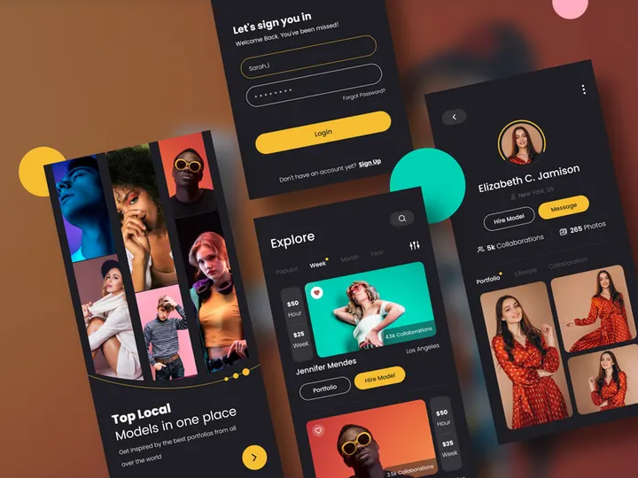 Fashion Model Hiring App Design