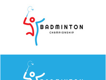 Modern Badminton logo design with Dynamic Shuttlecock and Racket, for championship, sport, sports shop, badminton school, business, company, tournament