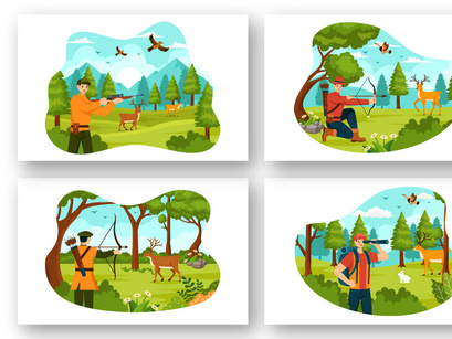 8 Hunting Vector Illustration