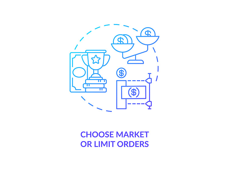 Choosing market and limit orders concept icon