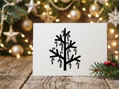 Minimalist Christmas Tree Wall Decor with Candy Cane Ornaments