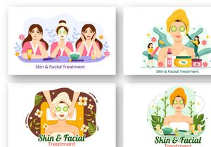 12 Facial and Skin Treatment Illustration