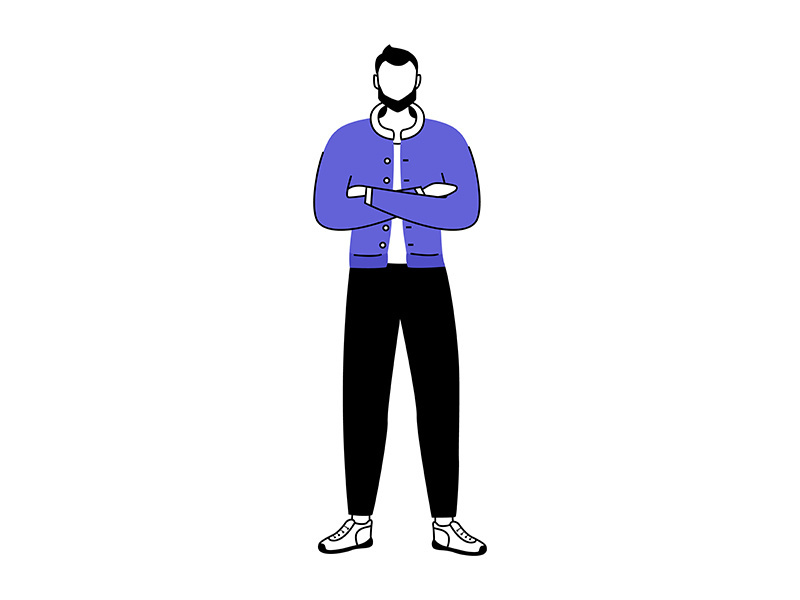 Standing man flat silhouette vector illustration