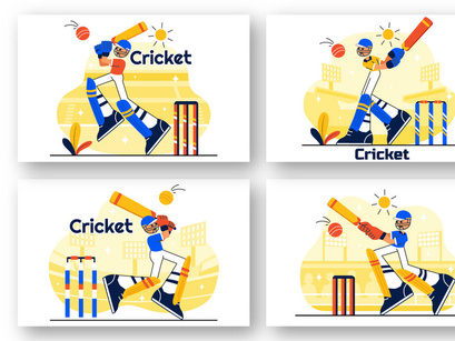10 Cricket Player Illustration