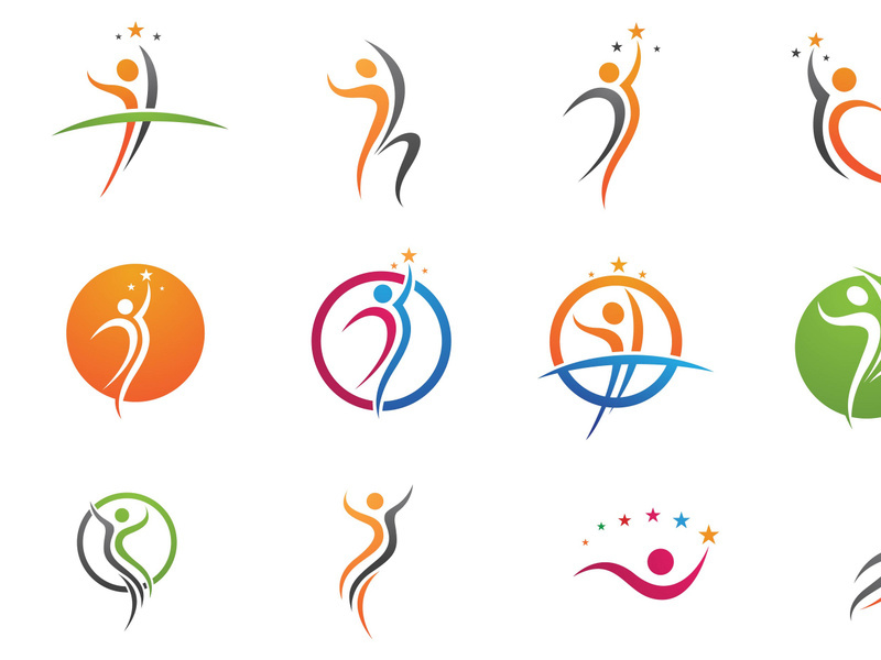 people jump health logo vector