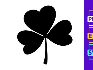 Black minimalist clover leaf icon on white background vector preview picture