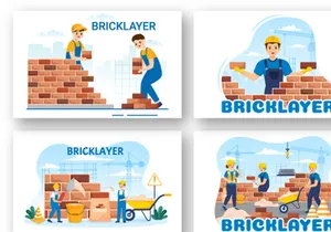 12 Bricklayer Worker Illustration