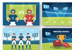 13 American Football Sports Player Illustration