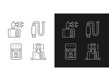 Powerbank for phone user linear manual label icons set for dark and light mode preview picture