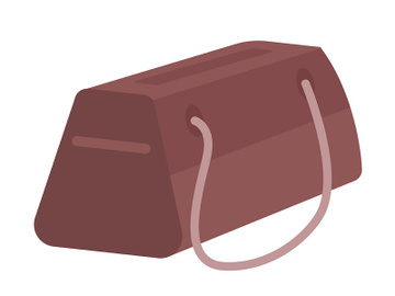Leather luggage bag semi flat color vector object preview picture