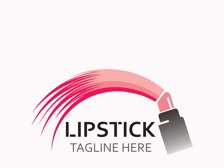 Lipstick logo design for makeup fashion shop and beauty vector cosmetic design template