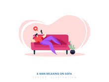 A man relaxing on sofa