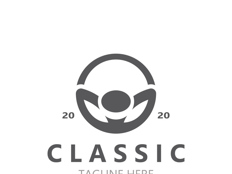 Steering wheel logo automotive car design garage auto repair workshop illustration