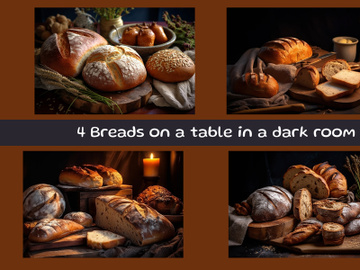 Breads on a table in a dark room preview picture