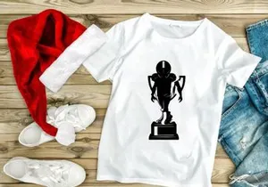 Black and white illustration of a football player trophy award statue figurine