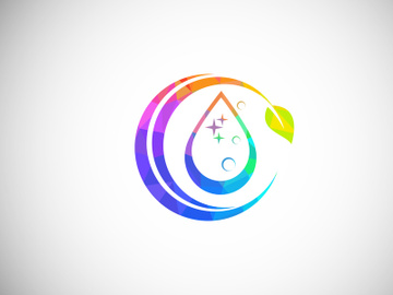 Low Poly Cleaning Service Logo Design Template, Cleaning Company Logo Sign Symbol. preview picture