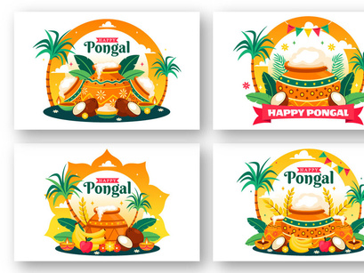 12 Happy Pongal Celebration Illustration