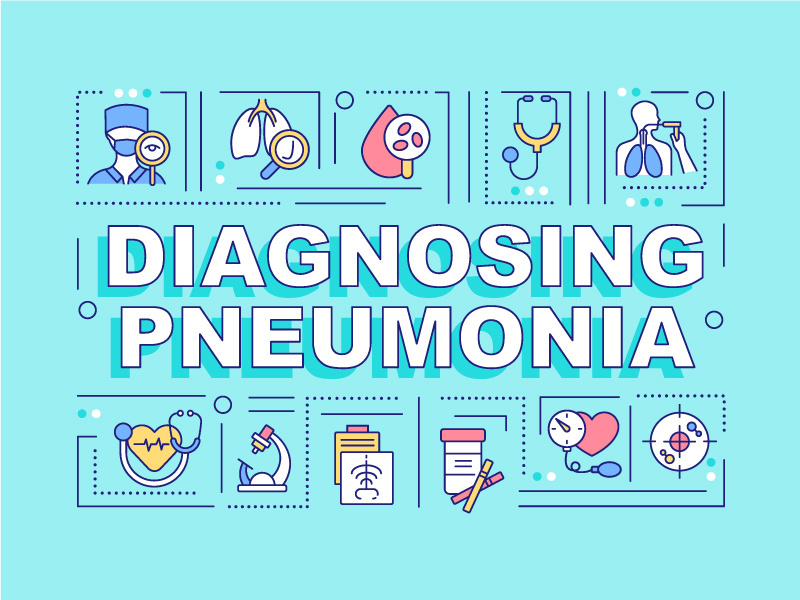 Diagnosing pneumonia word concepts banner