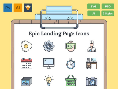 620+ Flat landing page icons