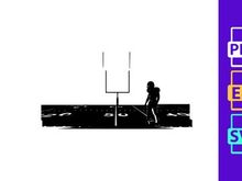 American football player approaching goal post on field