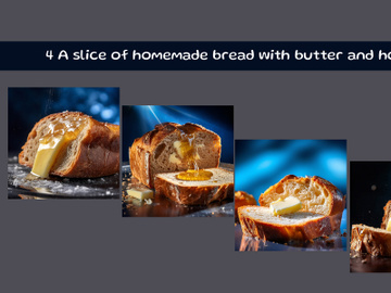 A slice of homemade bread with butter and honey preview picture