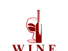 Wine bottle and glass logo design icon
