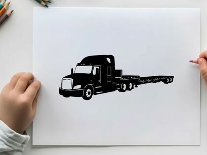 Silhouette of a semi truck with trailer