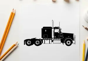 Silhouette of a semi truck with trailer