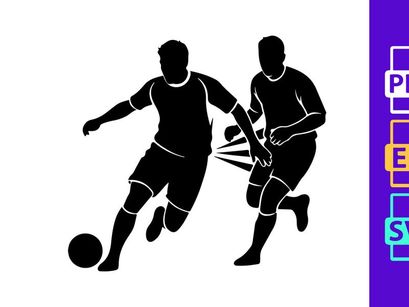 Two soccer players competing for the ball in a intense match moment