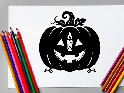 Labu Jack-o'-Lantern Halloween dengan Cahaya Lilin untuk Dekorasi Musim Gugur