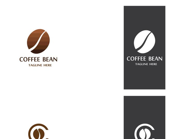 Coffee bean logo for cafe, business, label.