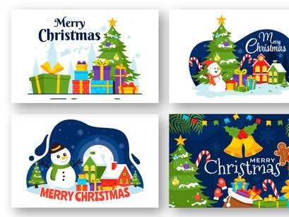 12 Merry Christmas Celebration Illustration