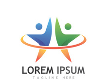 Logo design of people with stars to achieve success.