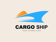 Cargo Ship Logo, Fast Cargo Ship Vector