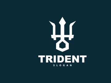 Neptune Poseidon Trident Logo, Spear Simple Vintage Template Design preview picture