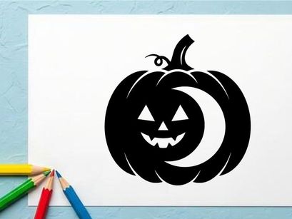 Black and White Halloween Pumpkin with Jack-o'-Lantern Face