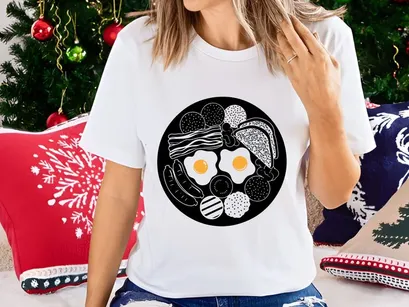 American and English Breakfast Plate Silhouette
