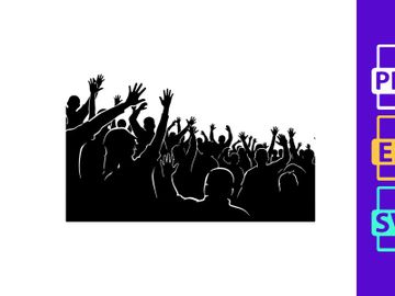 A large crowd of people with their hands raised in the air in celebration or protest preview picture