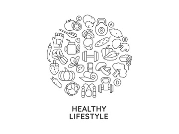 Healthy lifestyle abstract linear concept layout with headline preview picture