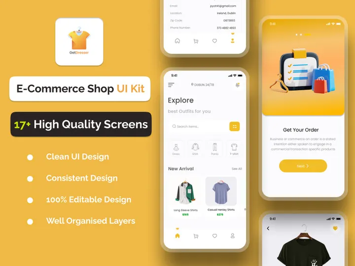 E-Commerce Shop Mobile App UI Kit - Figma UI Kit - GetDresser preview picture