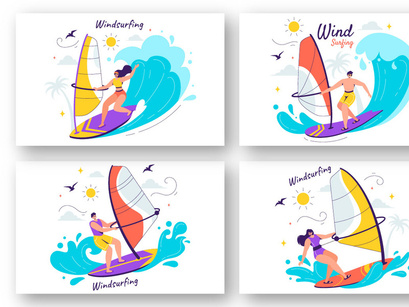 9 Windsurfing Sport Illustration