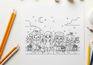 Halloween kids trick or treat happy vector illustration