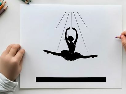 Silhouette of a woman in aerial yoga pose suspended
