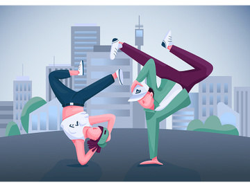 Urban dancers flat color vector illustration preview picture