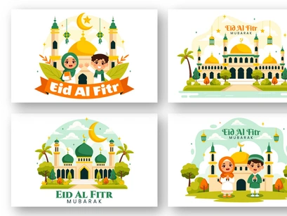 9 Happy Eid Al-Fitr Mubarak Illustration