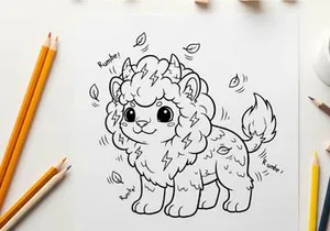 Cute cartoon sheep with thunder vector illustration