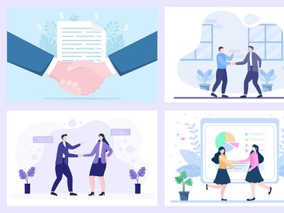 16 Two Businessmen Reach a Deal Shaking Hands Vector