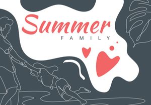 Summer Journey Flat Illustration abstract background line art