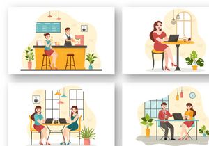 15 Cafe Vector Illustration